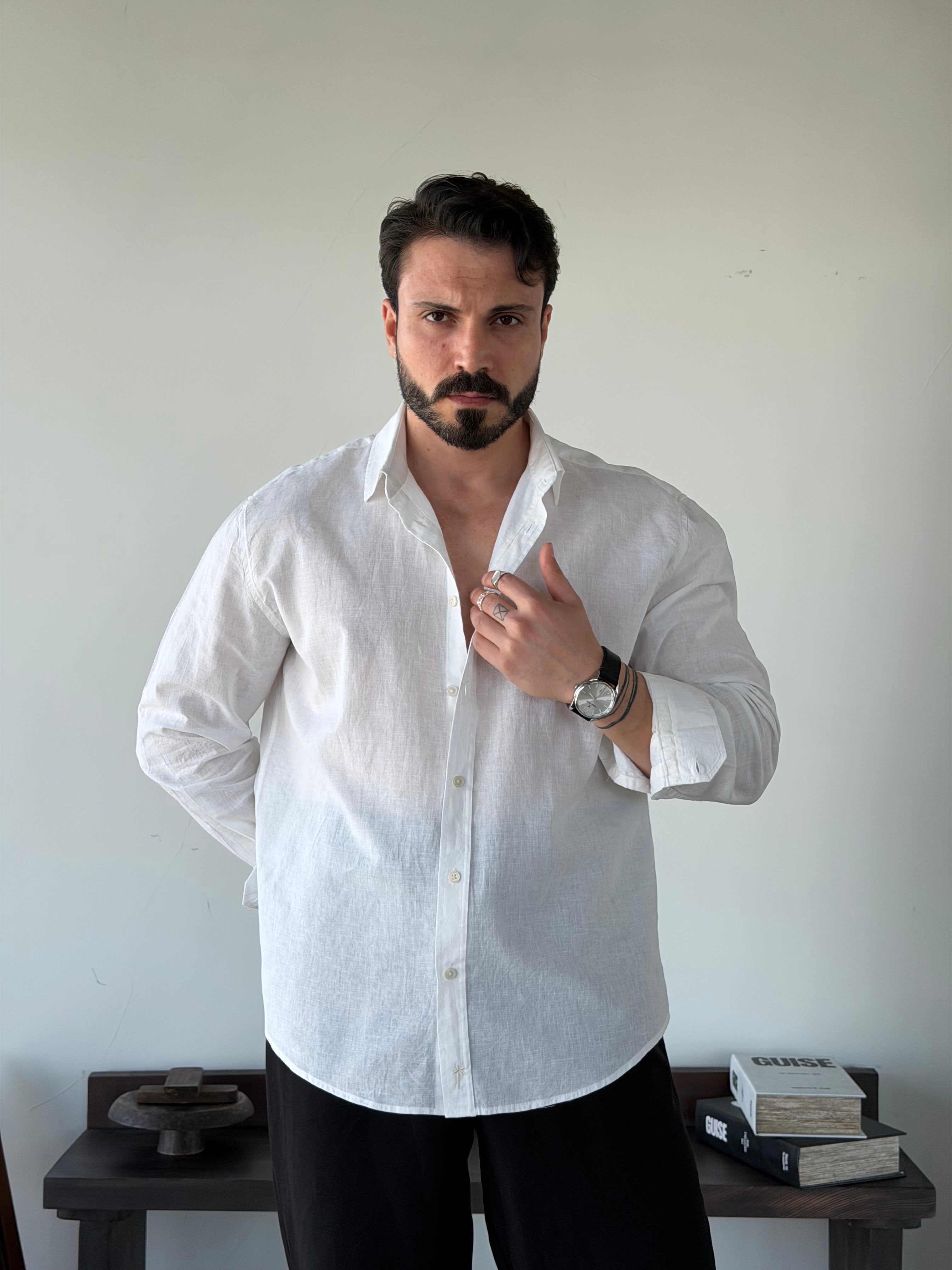 BASIC WHITE RELAXED FIT LINEN SHIRT