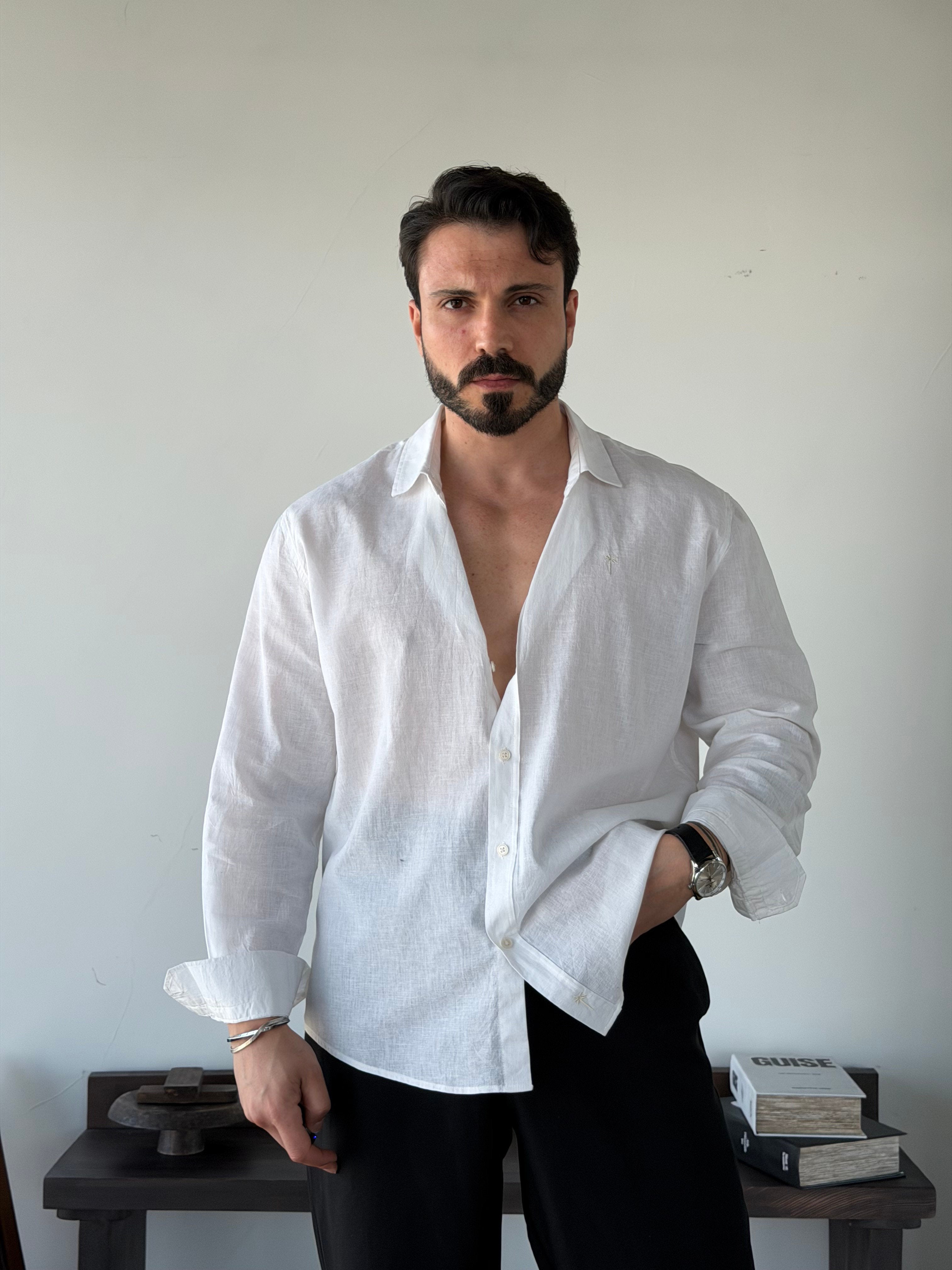 BASIC WHITE RELAXED FIT LINEN SHIRT