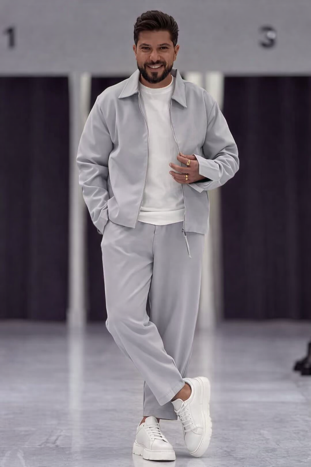 Essential “ Gray “ Track Suit ( Jacket + Pants )