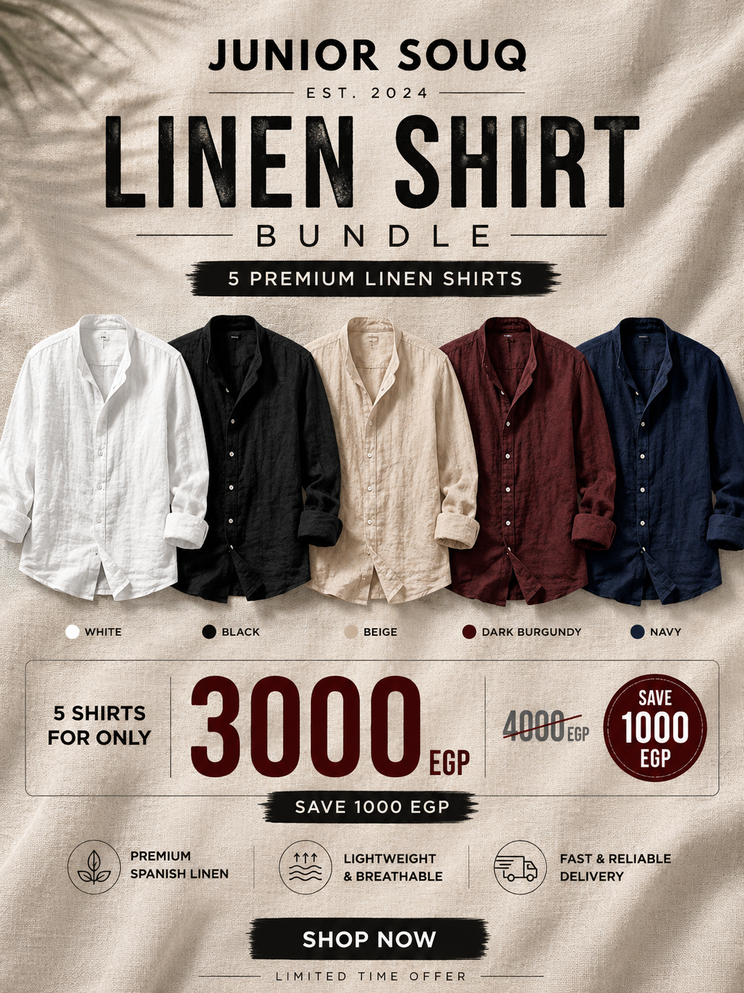 Premium Linen Bundle – 5 Shirts