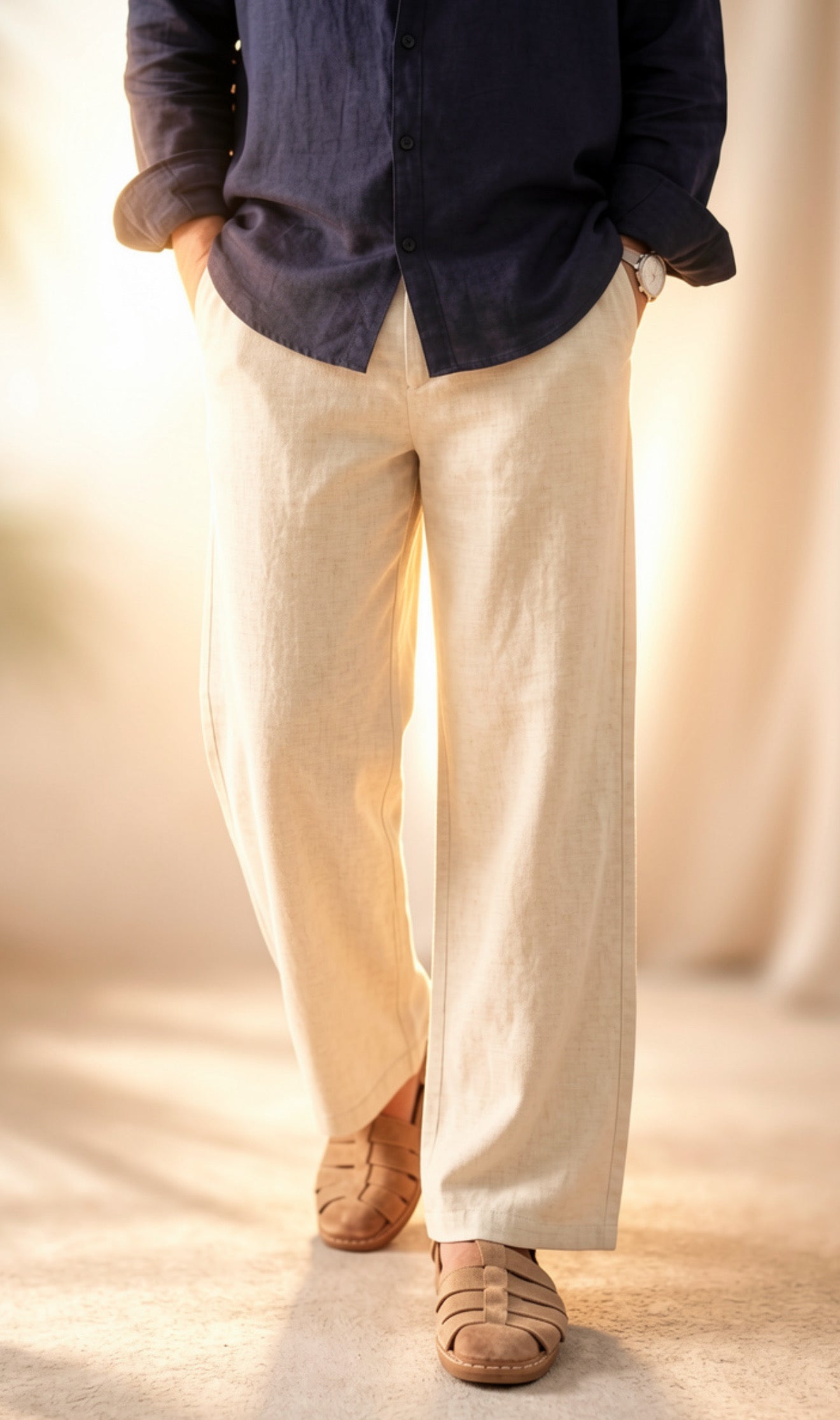 Beige Linen Pants